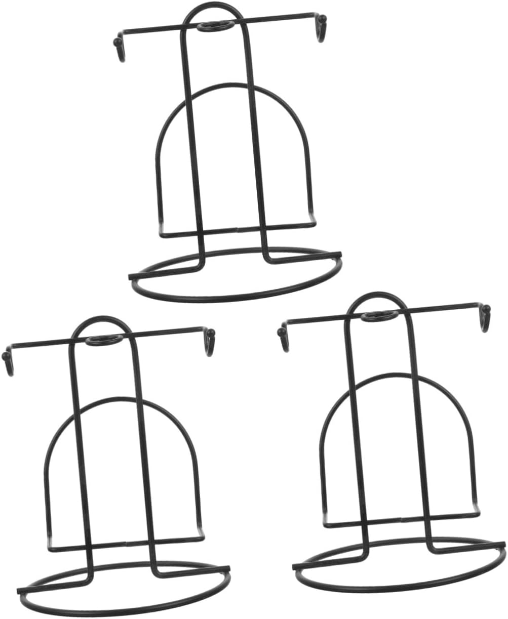OUNONA 3pcs Metal Cup Display Stand Elegant Desktop Dish Holder for Plates and Mugs Cup Rack for Home Office and Kitchen Organization