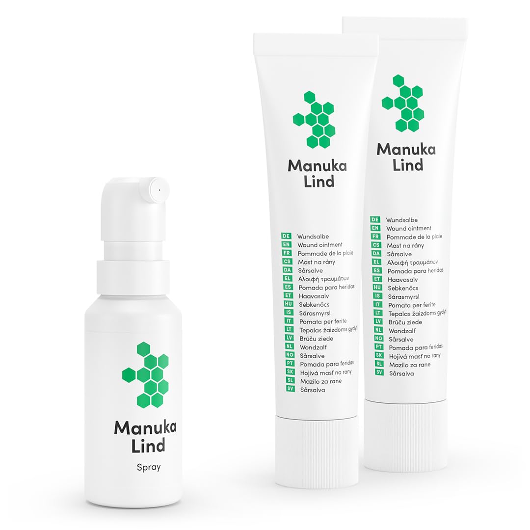 Set: 1x Wundheilspray (30ml) + 2x Wundheilsalbe (15g) | Reinigt die Wunde & unterstützt die Heilung – mit Manuka-Honig (MGO 514+) - für alle Wundphasen – auch bei schweren Wunden