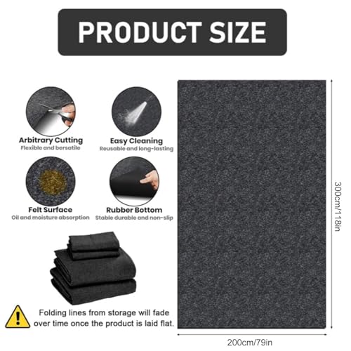 Miniatura 2 de Iouyjiu Garage Floor Mat, Felt Car Rug, Anti Slip Washable Protection Design, Impermeable Maintenance Pad Ideal Para Debajo De Los Vehículos Y Las Entradas, 98 X 236 Pulgadas