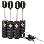 4 Pack TSA Approved Luggage Locks with Keys for Travel – Flexible Ultra Secure Mini Key Padlock & Metal Zinc Alloy Material – Black