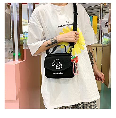 Ncduansan Kawaii Backpack Girl People Messenger Bag Mini Small Backpack Cute Korean Ins Puppy Pattern(Black) #TOP3