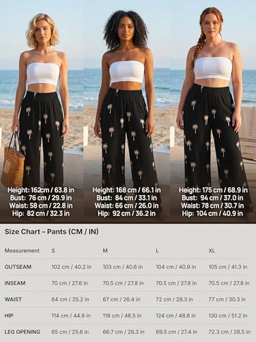 Image of CUPSHE Women's Wide Leg Beach Pants - Tropical Floral with Pockets Plus Size Casual Flowy Vacation Bottoms