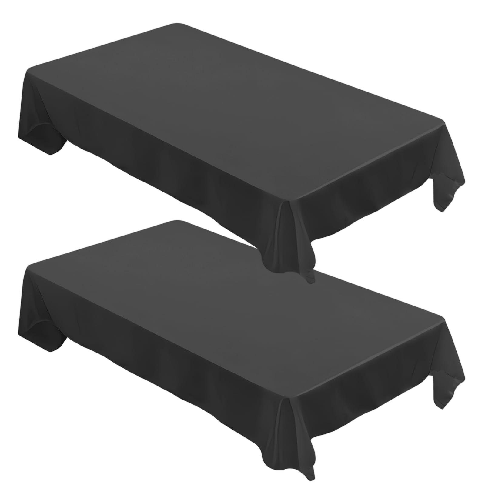 2 Packs Table Cloth - 55x78Inch (140x200cm) Polyester Rectangle Black Tablecloth For 4 Foot Table in Wrinkle Resistant and Washable Stain -For Wedding, Restaurant, Party, Banquet Decoration