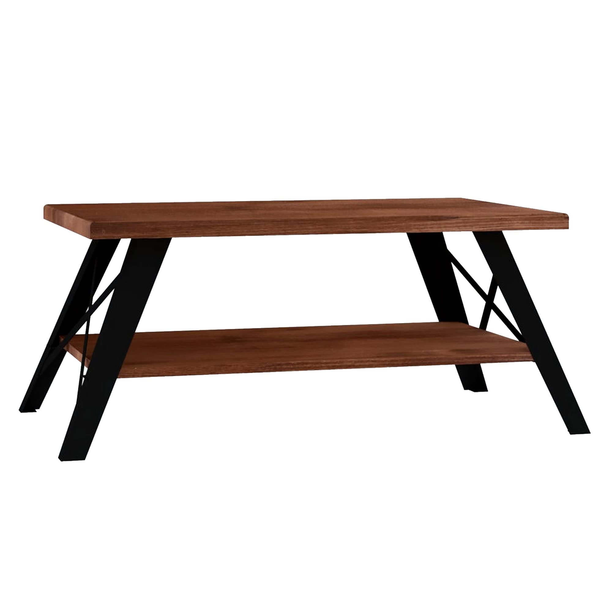 Tables basses Tajo en bois de prestige coloris nogal double plateau