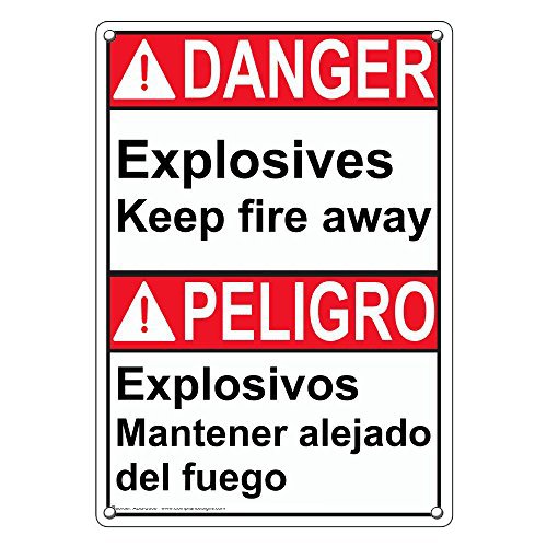 Weatherproof Plastic Vertical ANSI Danger Explosives Keep Fire Away ...