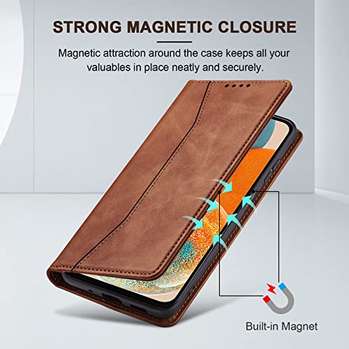 Image of Jasonyu Flip Wallet Case for Samsung Galaxy A23 5G /4G,Brown