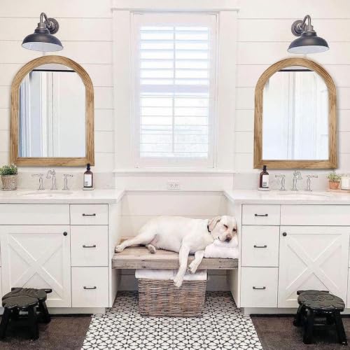 LOSOUR 2 Pack 40x30 Inch Arched Mirror, Farmhouse Solid Wood Frame Wall Mirror, Bathroom Mirrors, Vintage Mirror for Bathroom, Living Room,Bedroom, Entryway, Hallway,Foyer (Brown, 2 Pack-40"L x 30"W) — view 4
