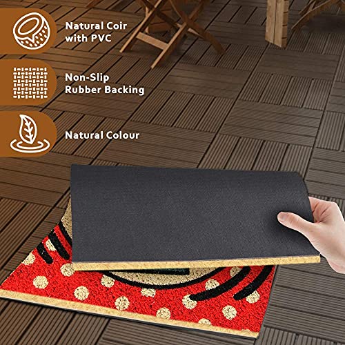 Image of Onlymat inchHey inch Printed Anti-Slip Doormat (Multicolor) Rectangular Shaped Entryway Rug Natural Coir Material with PVC Backing for Outdoor Entrance Home Multipurpose Mats Floor Door Hall Drawing Room Living Room (75cm x 45cm)