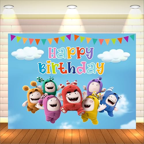 Image of Oddbods Birthday Backdrop 5x4 Ft | Backdrops for Decoration | Birthday Decoration Backdrop | Banner for Kids Theme Party