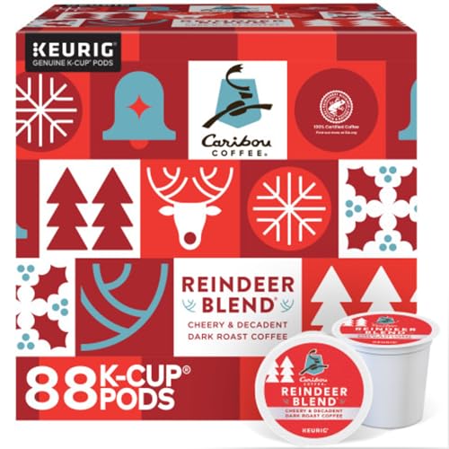 Image of Caribou Coffee Reindeer Blend, Single-Serve Keurig K-Cup Pods, Dark Roast Coffee Pods, 88 Count