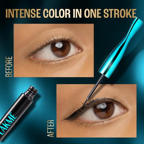 Image of LAKME 9to5 Eyeconic Waterproof Liquid Eyeliner, Intense Black, 4.5 ml, for Precise Eye Definition, with Quick-Dry Formula, Smudgeproof and Waterproof