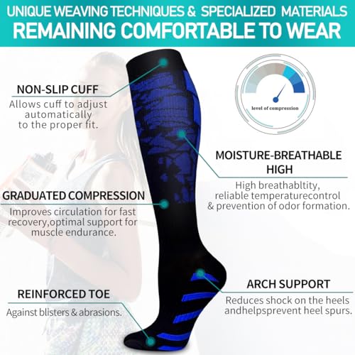 Image of COOLOVER Copper Compression Socks for Women and Men(6 Pairs)-Best Support for Running, Athletic, Travel