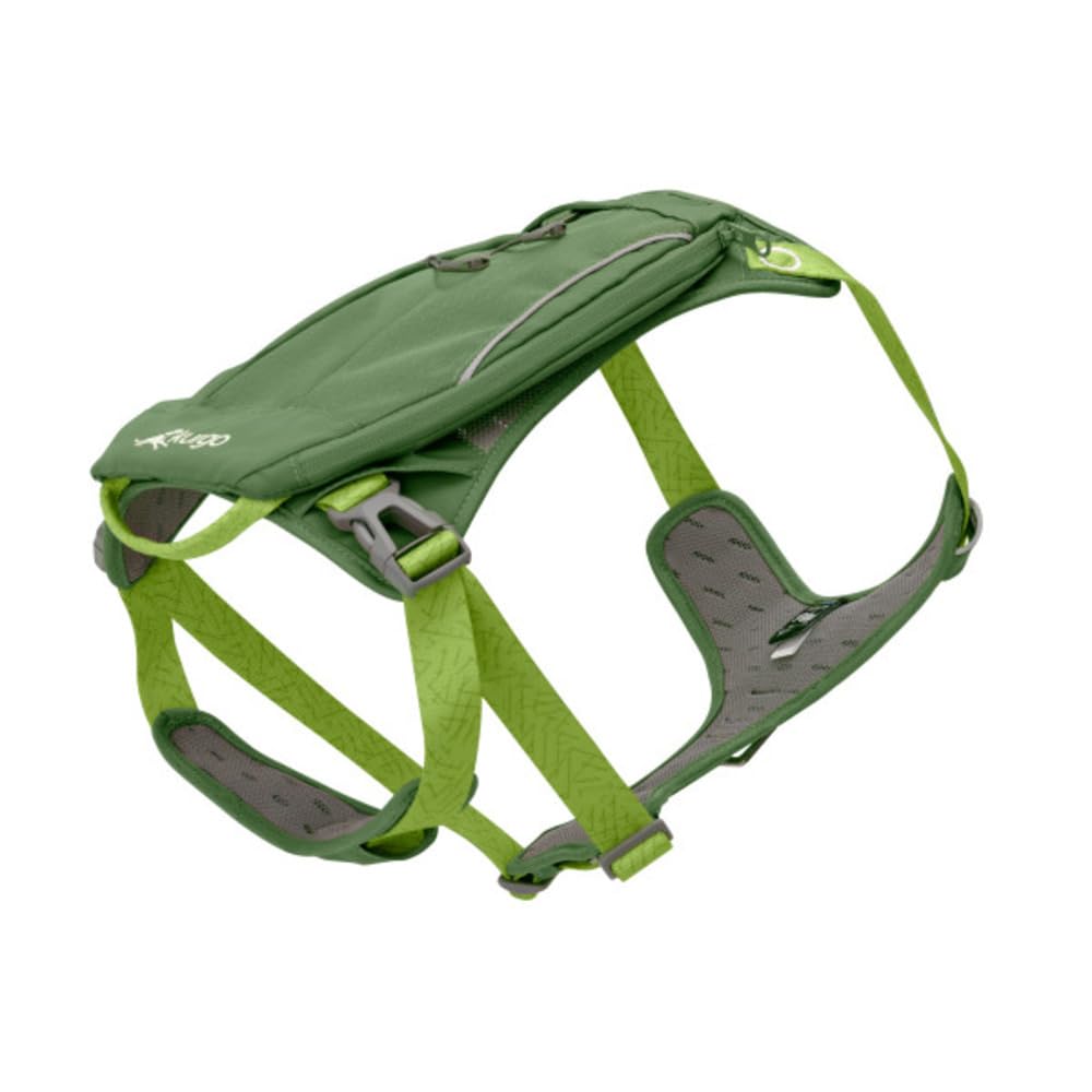 Kurgo Cascade Pettorina con Zaino, M, Verde | Spallacci Regolabili, Tessuto Ripstop, Schienale Imbottito, Sacchetti Igienici