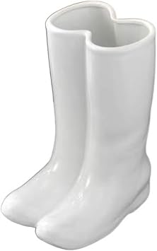 GLigeT Umbrella Stand Holder, Creative Boots Shape, Porcelain Ceramic, White