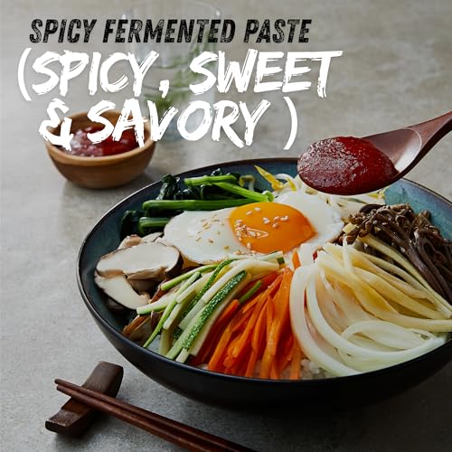 Image of Gochujang Premium - Korean Red Chili Paste [ Mild | 1.1 lb (500g) ] - Gluten-Free / 0 Fat / 0 Cholesterol / (40 Calories /Serving) | Spicy & Sweet Savory Fermented Sauce | Great for Bibimbap, Marinades, Stews & BBQ - O'food
