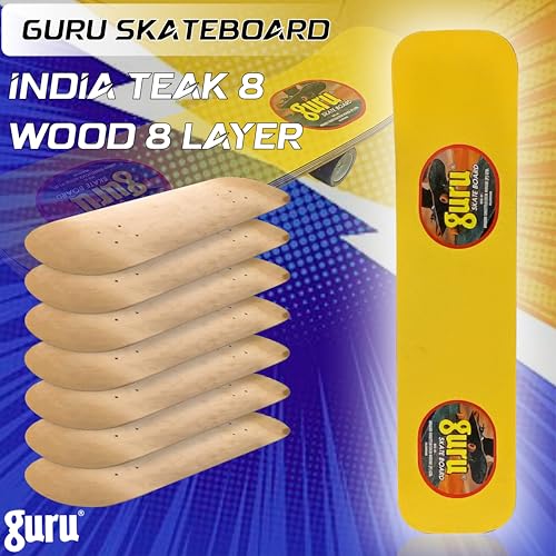 Image of GURU Skateboard, Wooden Non-Slip Skateboard for Kids, Adult, Casterboard /Skate Board /Hoverboard /Longboard for Beginners, Learners, Training Purpose for All Age Group