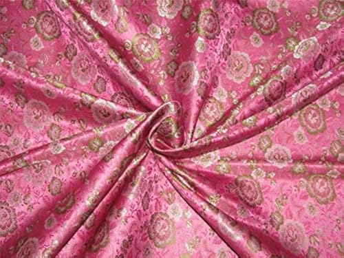 Brocart de soie rose et vert 111,8 cm idéal pour confectionner une robe de soirée