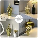 Gold Decor - Resin Gesture Hand Sculpture Finger Statue - Classic Home Shelf & Desk Decor - Middle Finger - Image 3