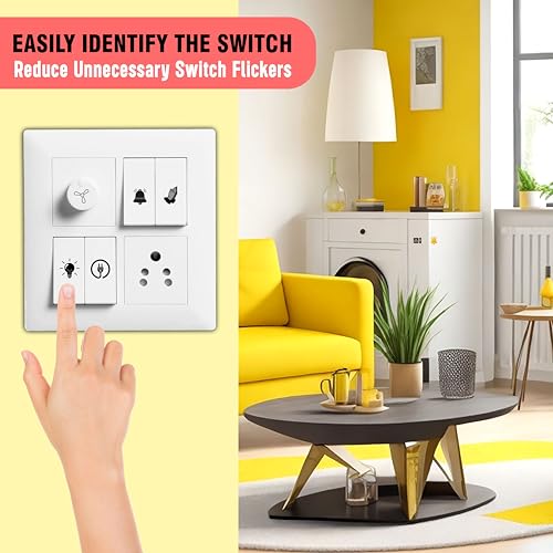 Image of Trueflair Stickers for Switch Board for Home Wall Switches, Contain All Common Switch Stickers (Transparent Black & White - 2)