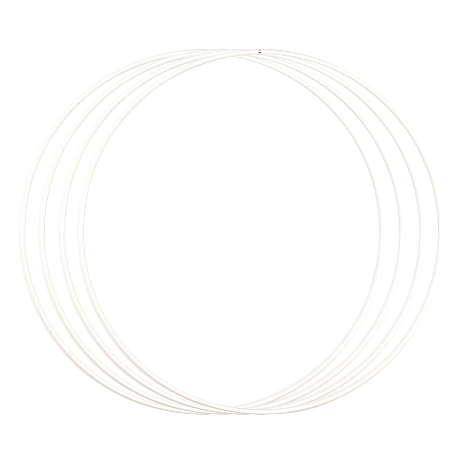 Vaessen Creative Metal Ring White Circle of Ø 11.8 inches (30 cm), 4 Pieces of 3 mm Thick Wire Wreath Frame, Floral Hoop for Crafts, Macrame and Dream Catchers