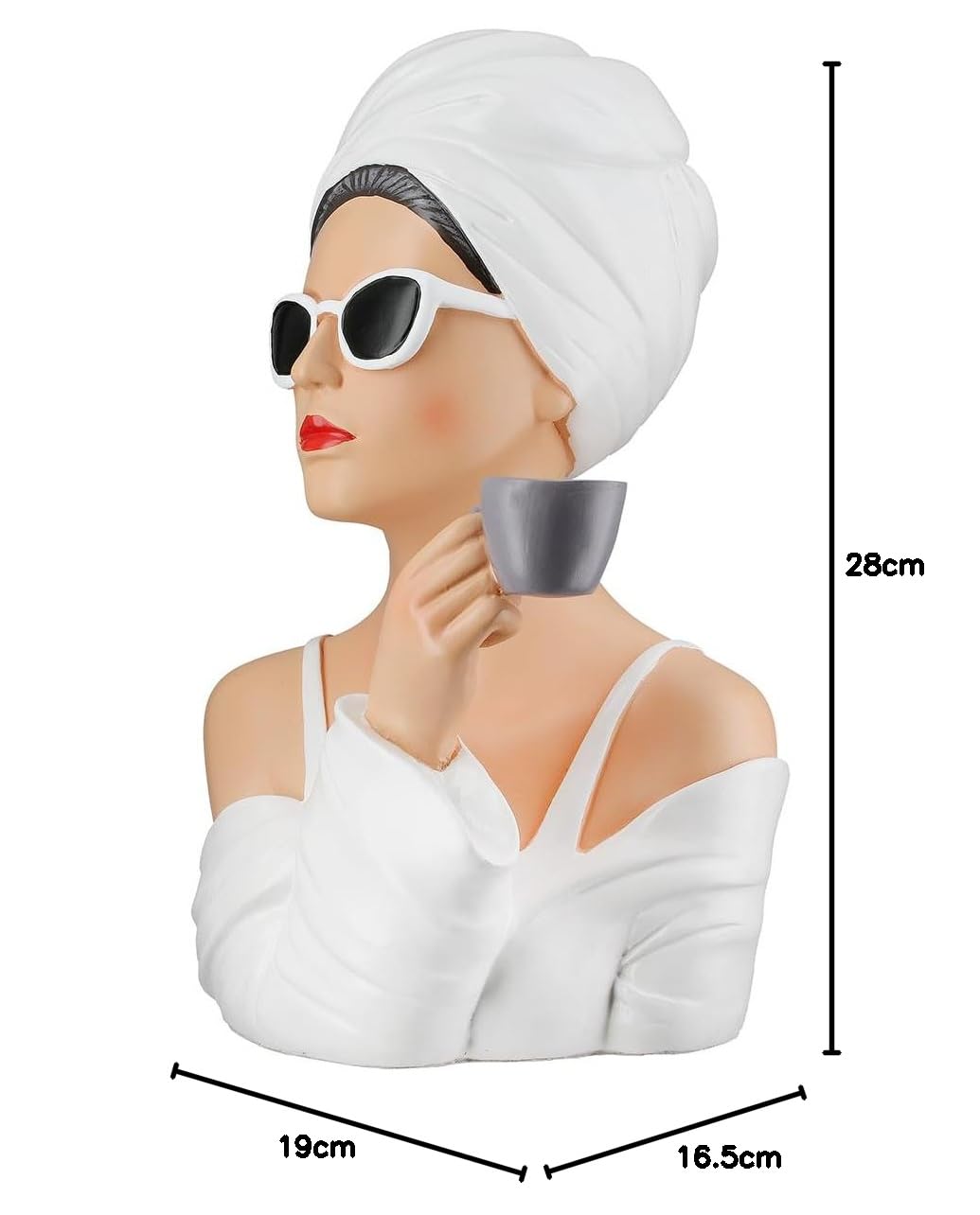 GILDE Figurka Lady Audrey z żywicy syntetycznej, wysokość 28 cm, szerokość 19 cm, głębokość 17 cm, biała, kształt kobiety