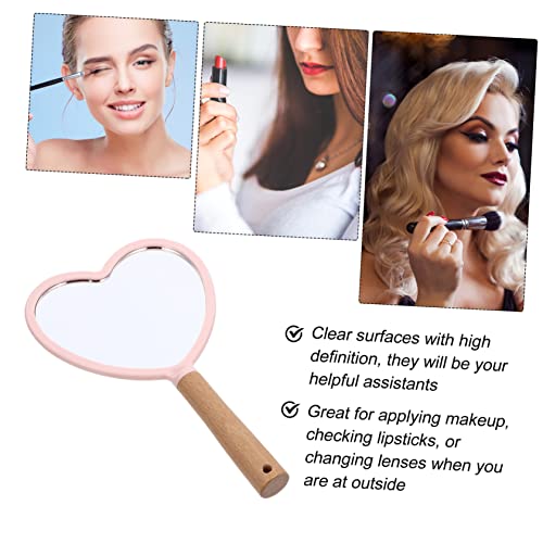 Espejo de maquillaje portátil con diseño de corazón miniatura 7