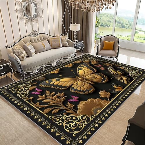 Tapis de sol enfant anti-tache 80x150cm gris motif papillon résistant aux jeux - 2