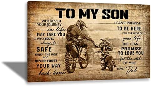 African American Wall Art Inspirational Wall Art Painting Boy Inspirational Poster Father And Son Motorcycle Canvas Print Painting Father's Gift To Son Personalized Home Decoration Pictures Boy Bedroom Decorations Children's Room Decoration Mural Pictures Unframed