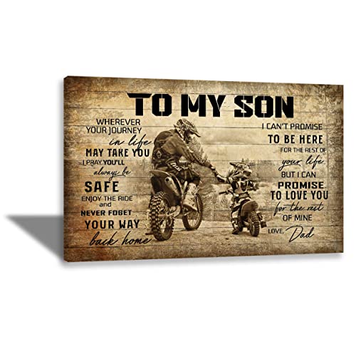 African American Wall Art Inspirational Wall Art Painting Boy Inspirational Poster Father And Son Motorcycle Canvas Print Painting Father's Gift To Son Personalized Home Decoration Pictures Boy Bedroom Decorations Children's Room Decoration Mural Pictures Unframed #TOP1