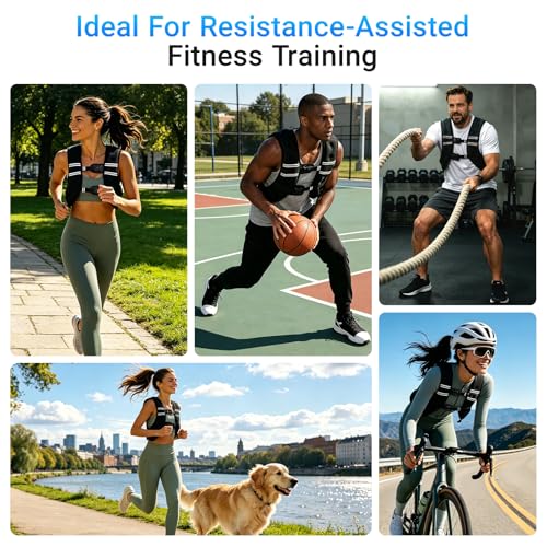 Weighted Vest, Adjustable Body Weight Vest with Reflective Stripe, 8/12/16/20lb for Men Women, Running Vest Woman for Strength Training, Workout, Jogging, Walking, Fitness Equipment, Gym, Muscle Building, Weight Loss, Weightlifting by ROBORE - Image 7