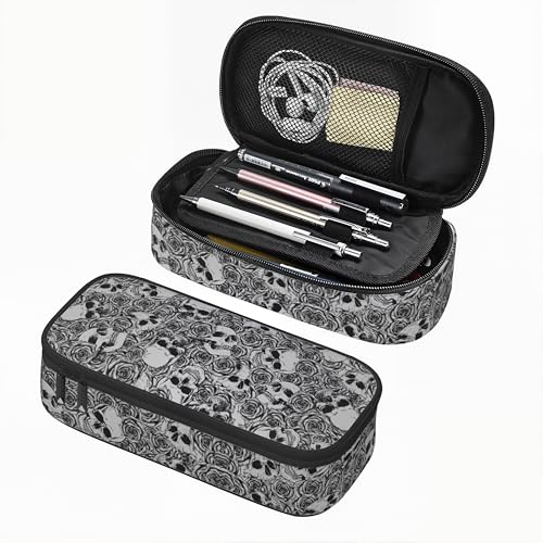 Image of Skull Pencil Case for Boys Girls, Large Capacity Horror Style Pen Bag, Pencil Pouch With Zipper Compartments, Organizer for School Office Home Business