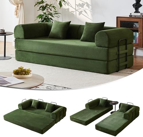 79" 5-in-1 Convertible Sofa Bed No Assembly, Boneless Couch Bed w...
