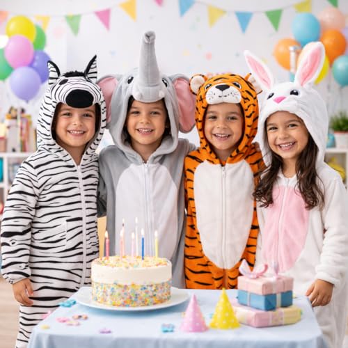 Image of Raj Costume Animal Fancy Dress Costume for Boys & Girls | Hooded Full Body Wildlife Zoo Animal Jumpsuit | Soft Costume for School Function, Fancy Dress, Halloween, Birthday, Cosplay & Role Play
