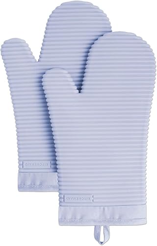 KitchenAid - Juego de guantes de horno de silicona suave acanalada, color crema lavanda, 2 unidades, 7.5 x 13 pulgadas