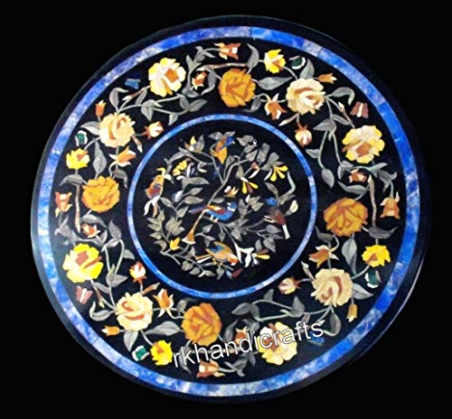 18 x 18 Inches Round Marble Coffee Table Top with Mosaic Art Bed Side 18 x 18 Inches Round Marble Coffee Table Top with Mosaic Art Bed Side