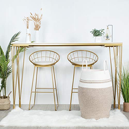 Mintwood Design Extra Large 25.6 Inches High Decorative Woven Cotton Rope Basket, Tall Laundry Hamper With Handles, Blanket Basket Living Room, Storage Baskets For Toys, Throws, Pillow, Towel, Brown #TOP3