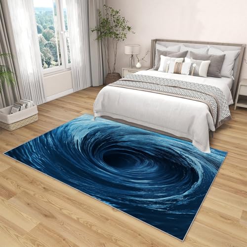 Tapis de sol ondulations de l'eau lavable pour chambre cosy