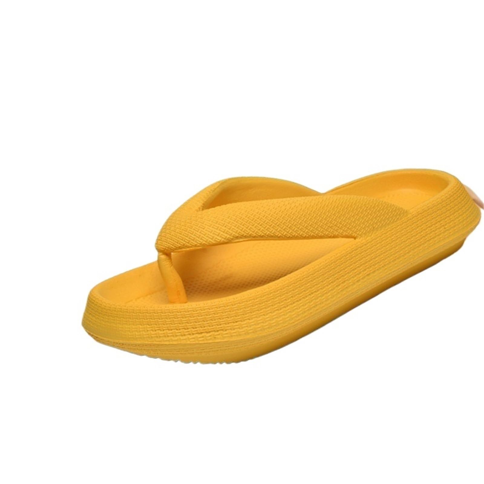 ERHTGUO Ladies Lightweight Solid Color Sandals - Casual Indoor/Outdoor Couples Flip Flops, Comfortable Slip-On Beach Footwear(Yellow,38-39)