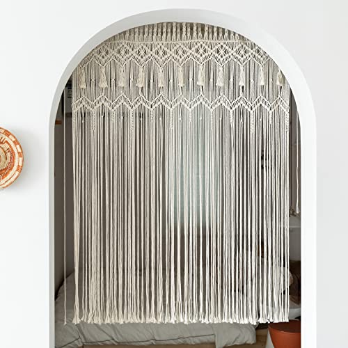Mkono Macrame Curtain Large Boho Woven Wall Hanging Window Curtains Handmade Bohemian Decor for Window Doorway Closet Wedding Backdrop Arch Bedroom Living Room Apartment, 51''Wide x 70''Long by Mkono - Image 4