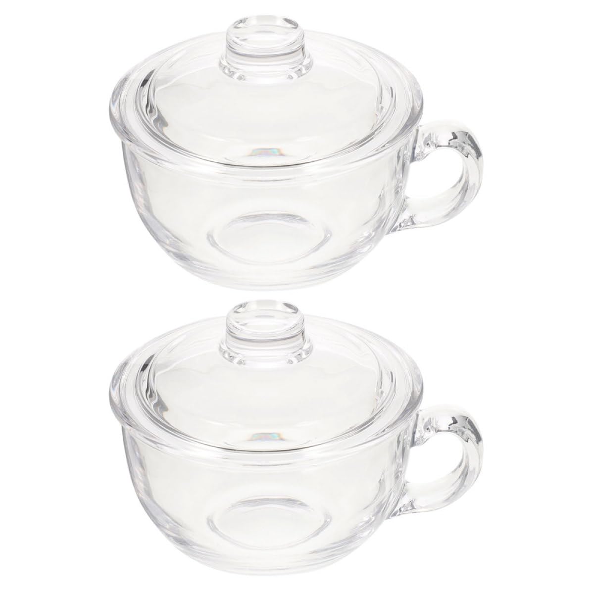 Healeved Set 2 Tazze in Vetro da 600ml con Coperchio, Tazze Multifunzione per Colazione e Bevande, Design Semplice e Raffinato, per Ufficio e Caffè