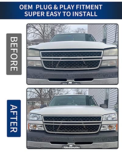 Polly Wales 2003-2006 Silverado Headlight Assembly Headlights For 2003 2004 2005 2006 Chevy Silverado 1500/2500/3500 Headlamp Replacement Left And Right - Chrome Housing #TOP3