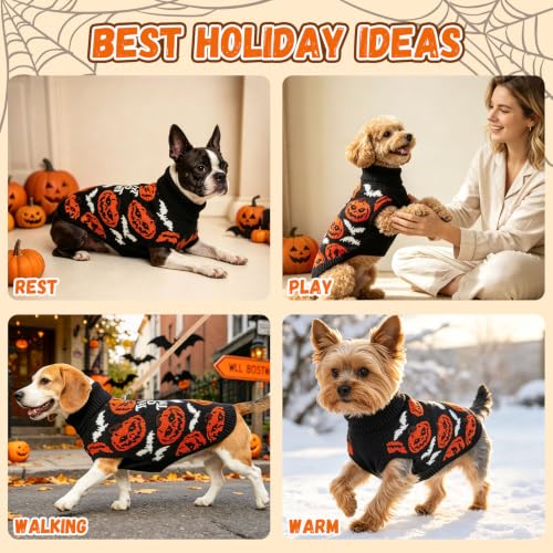 Image of BEAUTYZOO Halloween Dog Sweater, Soft Knit Winter Clothes with Harness Hole