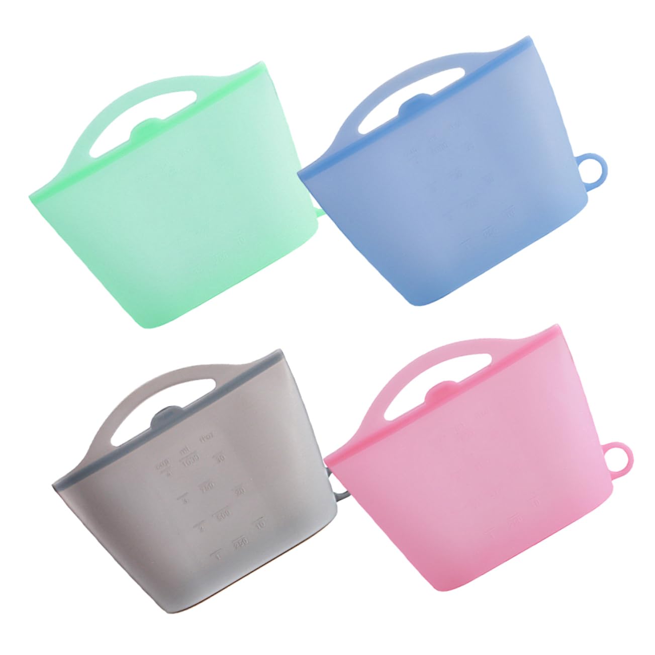 4piezas Bolsas De Reutilizables Para Almacenamiento De Alimentos Herméticas Prueba De Fugas Para Congelación y Conservación Cocina