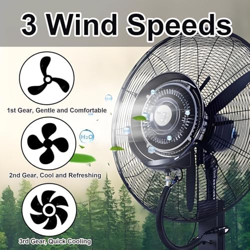 30in Industrial Oscillating Pedestal Fan with 43L Water Tank - Powerful Outdoor Misting Fan for Garage, Patio, Restaurant & Warehouse - 380W Cooling Solution