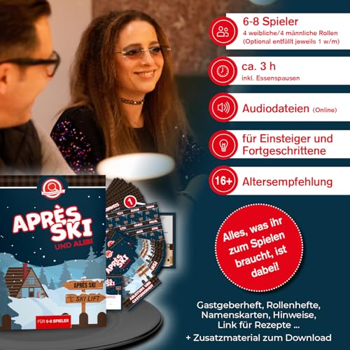Stadtkrimis Exit Escape Stadtführung Krimidinner für Zuhause Après-Ski und Alibi für 6-8 Personen perfekt für Weihnachten Silvester und die Winterzeit als Krimi Dinner - Humorvoll