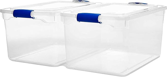 Homz Plastic Storage, Modular Stackable Storage Bins 2pk