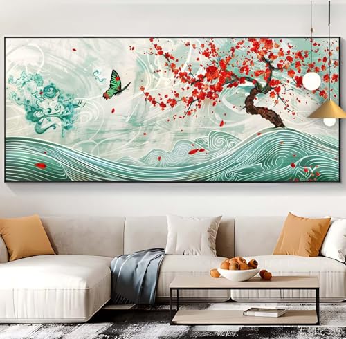 Diamond Painting Arbre rouge grand format 60x130cm K36 pour loisirs créatifs