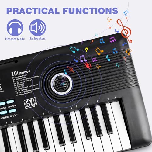 61 key keyboard Piano,Portable Electronic Digital Piano,Built In Dual Speakers,External Microphone,Power Plug,Rich Teaching Content,Multi-Functional Electronic Piano Suitable For Beginners by PWNLDY - Image 2