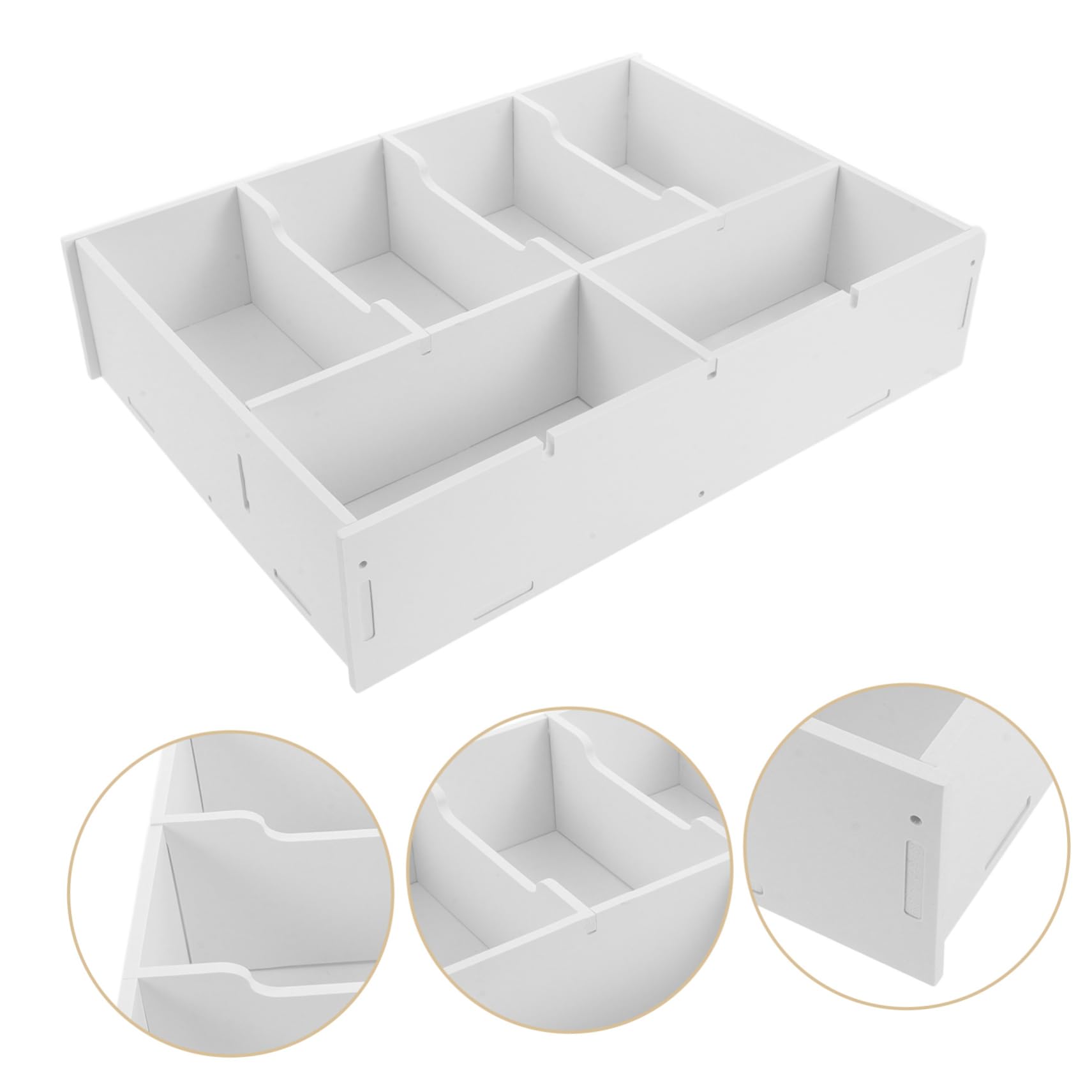 Beige Geldorganisator aus Pvc Holzverbund mit Mehrfachem Fachdesign zur Einfachen Aufbewahrung von Bargeld und Münzen für Supermarkt Kassen und Büro Schubladen
