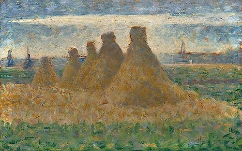 Meules de foin Seurat affiche toile 60x90cm pour habiller un grand mur vide